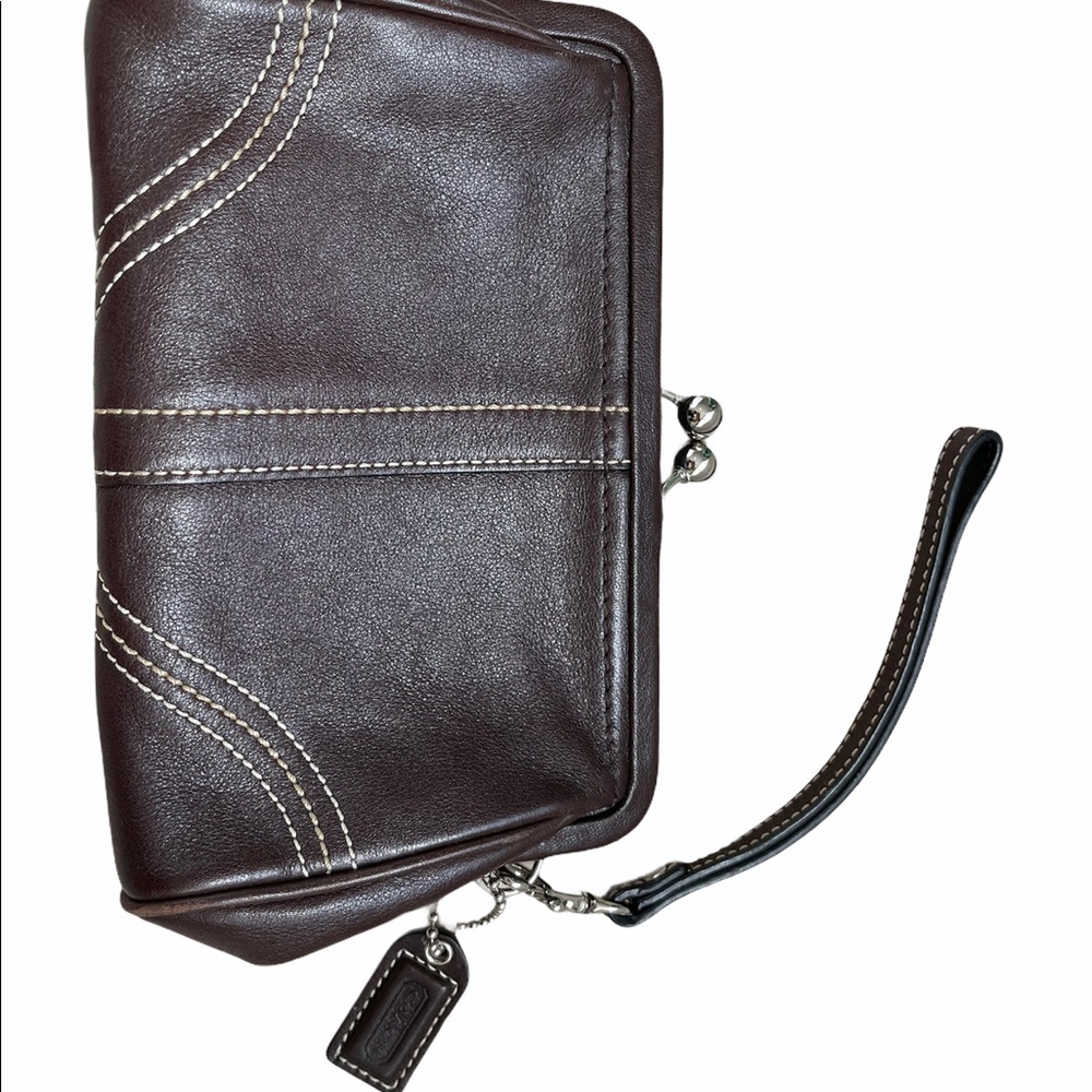 Brown Leather, Large Coach Wristlet!